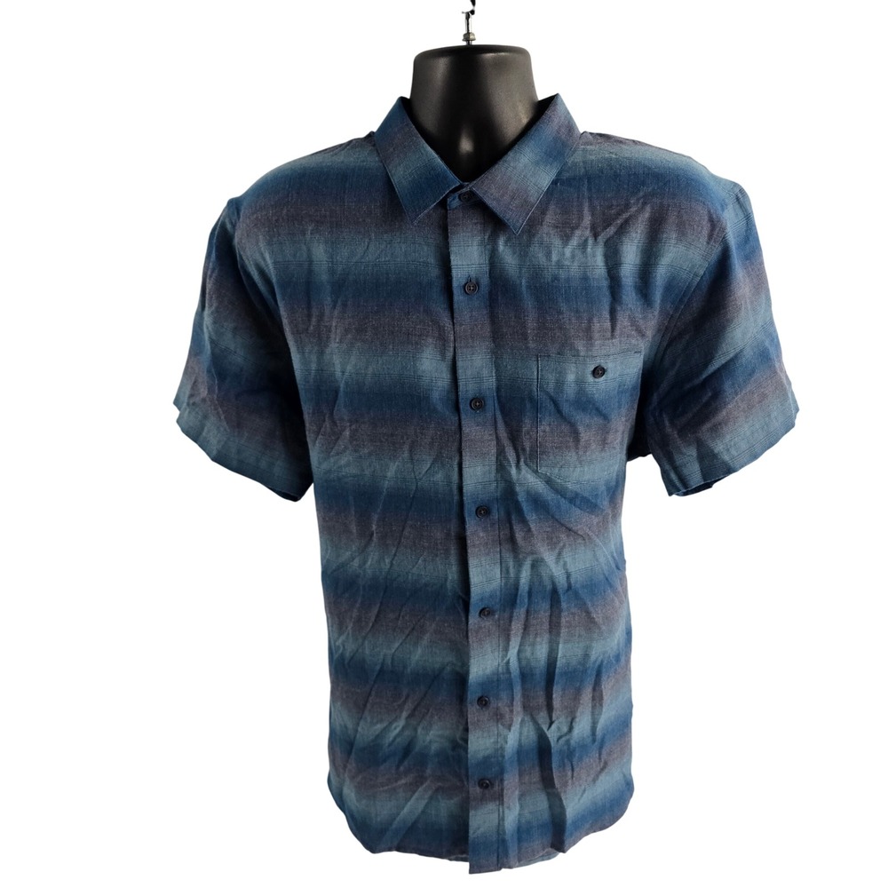 Travis Mathew‎ Mens Short Sleeve Button Up Shirt Blue Striped Size XXL